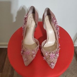 JESSICA SIMPSON  Suade & Net Fabric Pump; Size 6